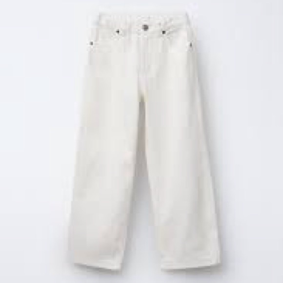 Zara Relaxed Fit Baggy Jean White Ecru Size 2 - Picture 1 of 4